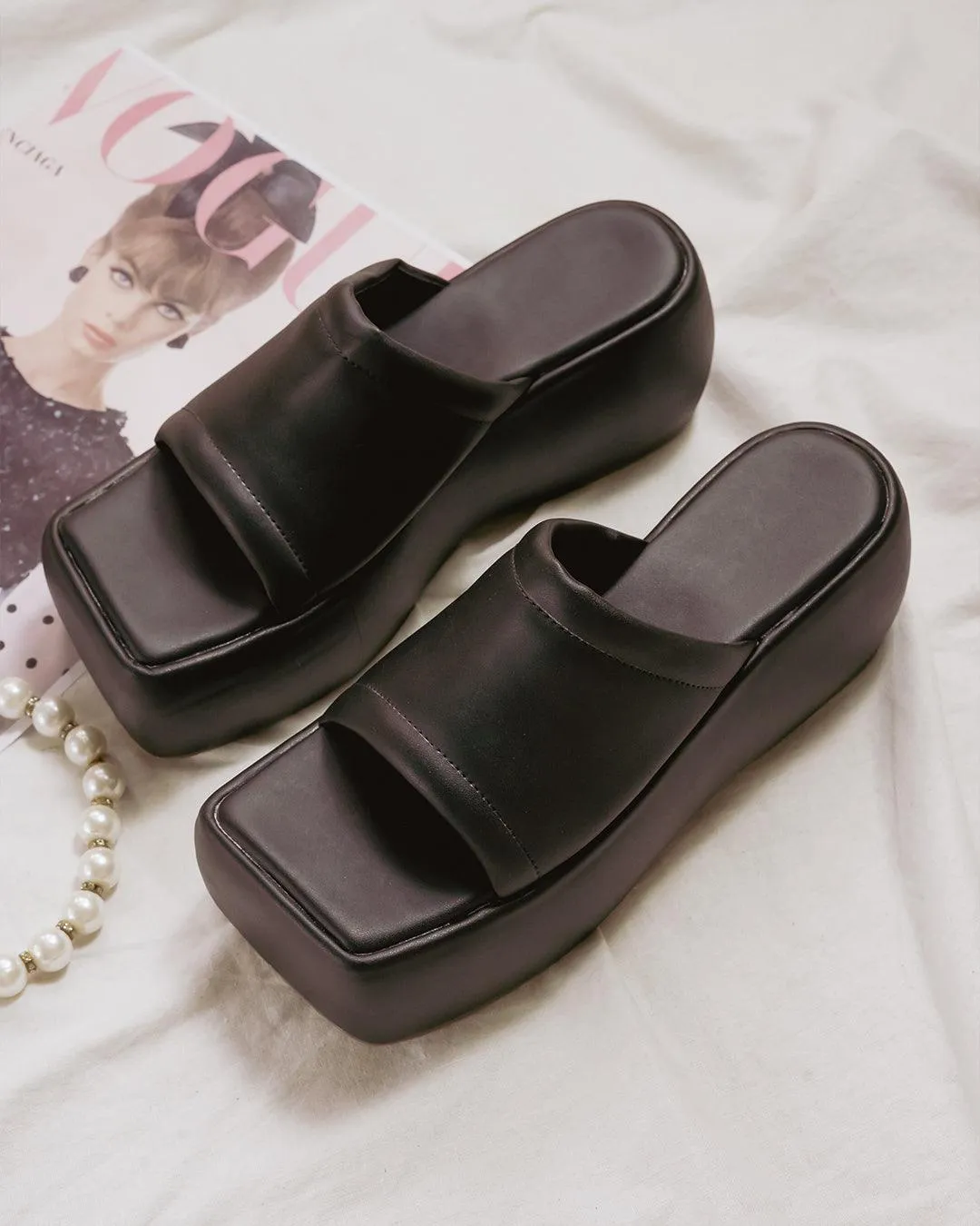 Vintage Vibe City Girl Black Platforms Footwear