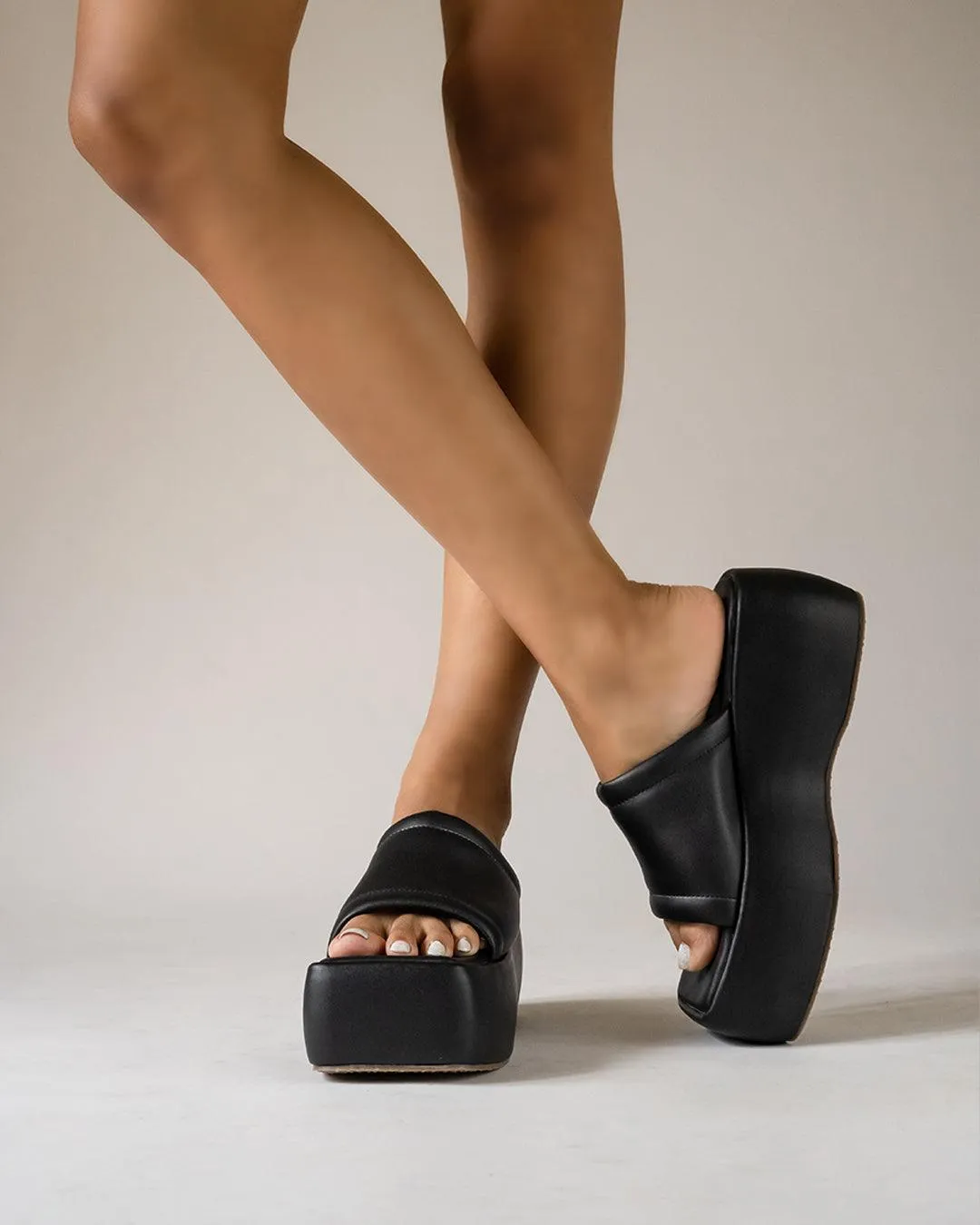 Vintage Vibe City Girl Black Platforms Footwear