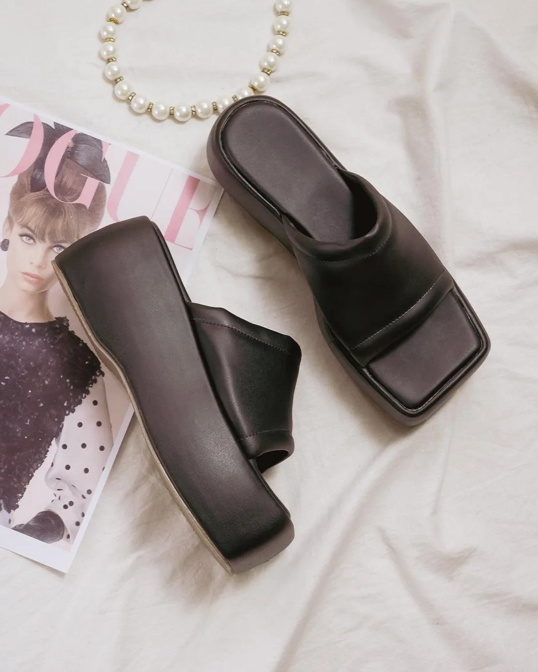 Vintage Vibe City Girl Black Platforms Footwear